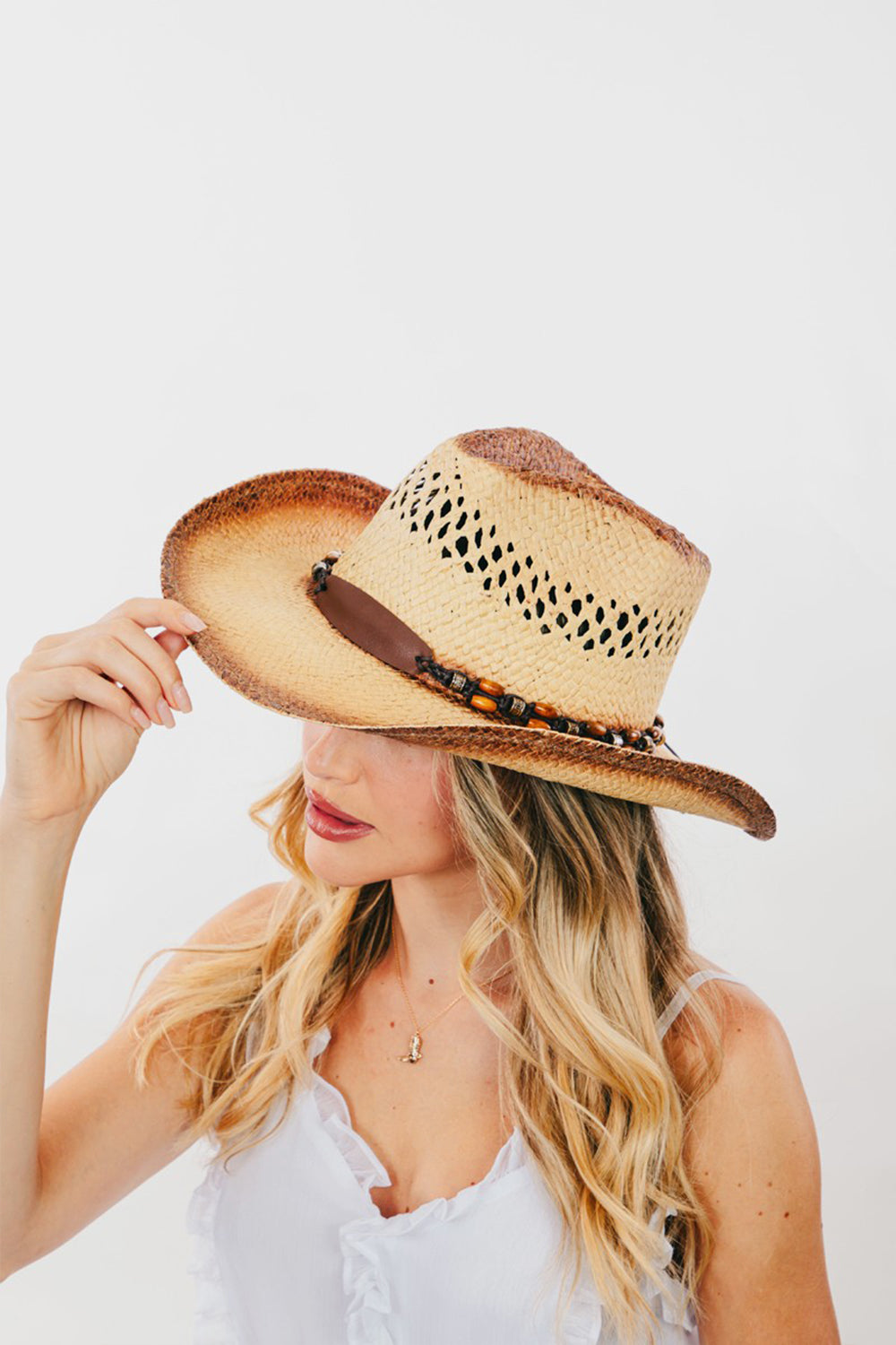 Fame Cutout Wide Brim Straw Hat