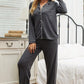 Contrast Piping Button Down Top and Pants Loungewear Set