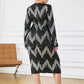 Plus Size Sequin Long Sleeve Round Neck Midi Dress