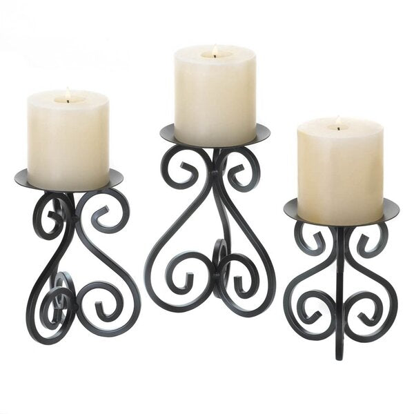 Accent Plus Scrolled Metal Candle Stand Set