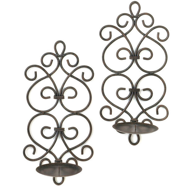 Accent Plus Iron Scrolled Wall Sconce Pair