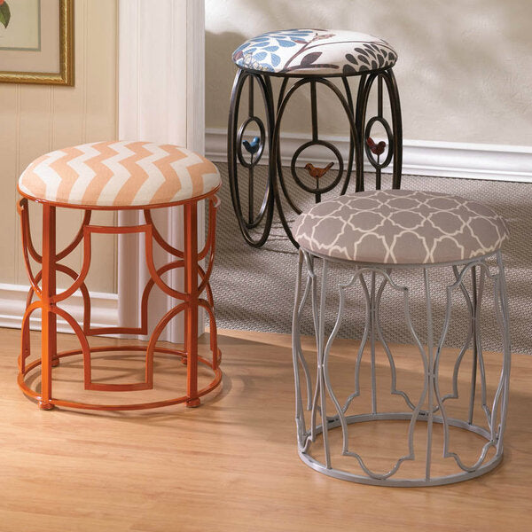 Accent Plus Bold Metal Stool with Chevron Cushion