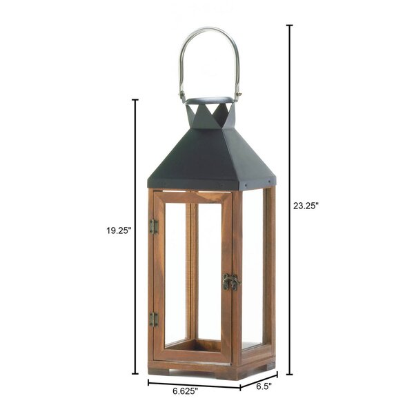 Accent Plus Wood and Metal Candle Lantern - 19 inches