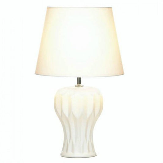 Accent Plus White Ceramic Table Lamp - Abstract Curves