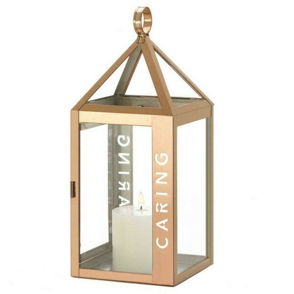 Accent Plus Rose Gold Stainless Steel Caring Lantern - 14 inches