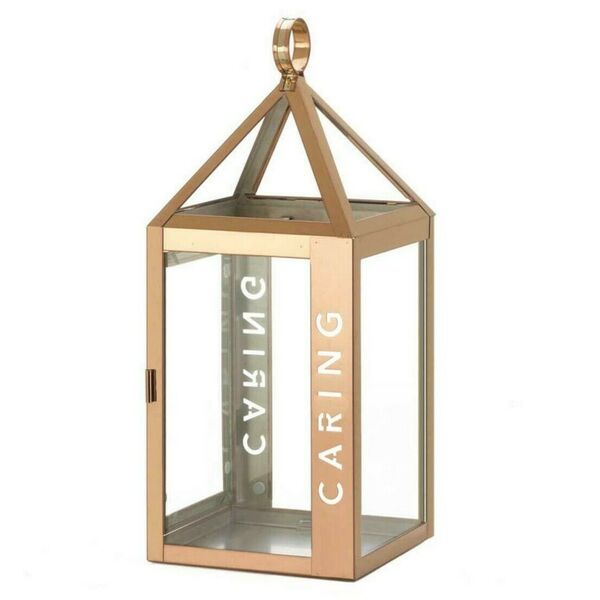 Accent Plus Rose Gold Stainless Steel Caring Lantern - 14 inches