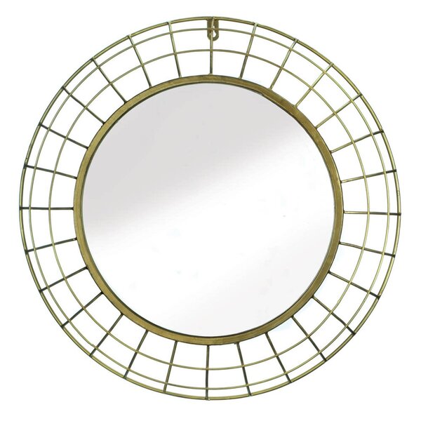 Accent Plus Dome-Style Frame Round Gold Wire Wall Mirror