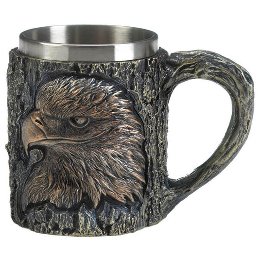 Accent Plus Rustic Carved-Look Eagle Mug with Stainless Steel Insert