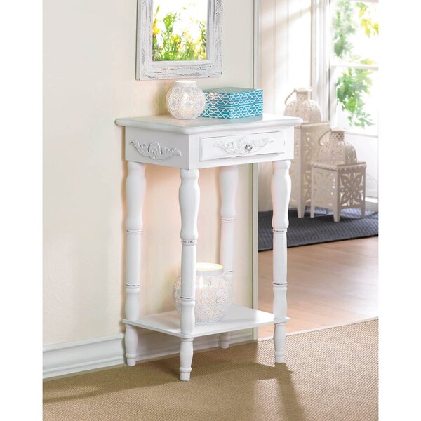 Accent Plus Carved White Side Table