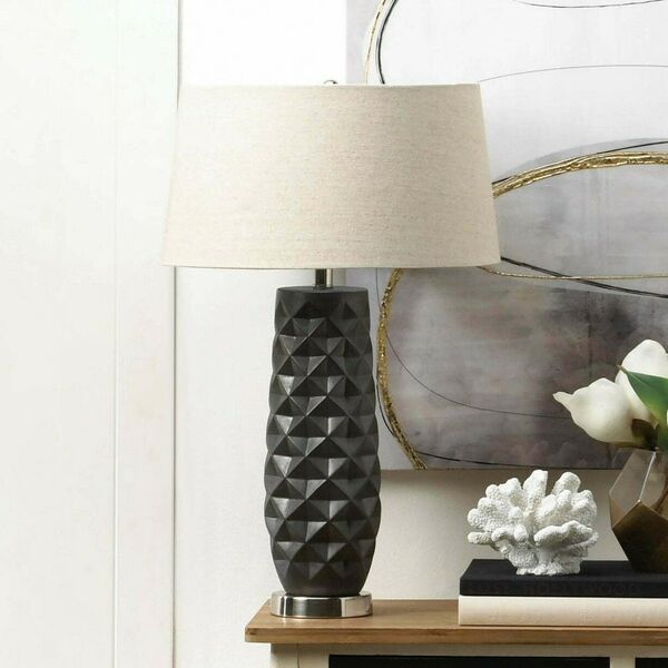 Nikki Chu Porcelain Prism Table Lamp with Linen Shade