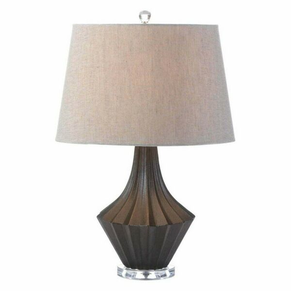 Nikki Chu Black and Gray Porcelain Table Lamp with Linen Shade