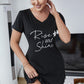 RISE AND SHINE Contrast Lace V-Neck T-Shirt Dress