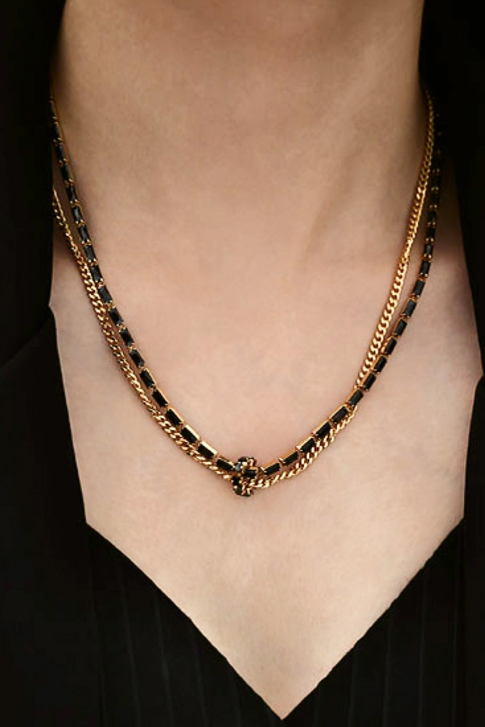 18K Gold-Plated Zircon Double-Layered Necklace