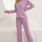 Contrast Piping Button Down Top and Pants Loungewear Set