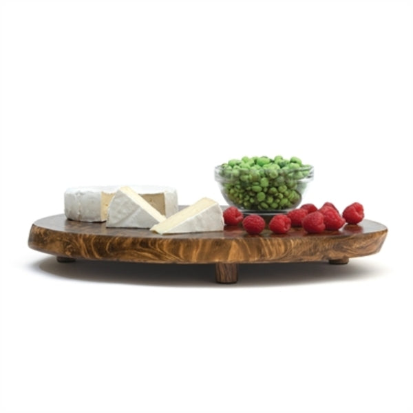 Lipper Burl Finish Serving Boards with Feet